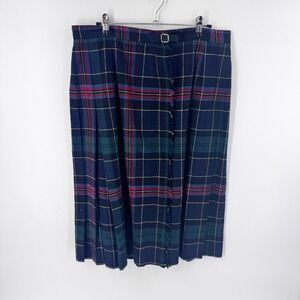 College Town Plaid Pleated Midi Skirt Wool Blend Buckle Detail Tartan 10